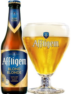 belgisches Bier Affligem Blonde in der 0,33 l mit vollem Bierglas