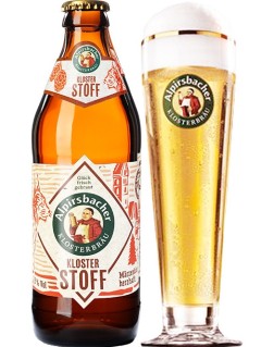Alpirsbacher Klosterstoff 0,33 l Bierflasche mit vollem Bierglas