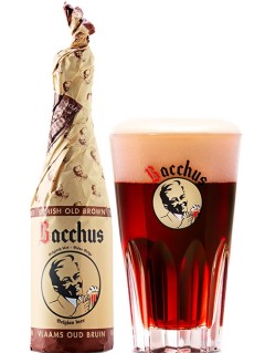 belgisches Bier Bacchus Oud Vlaams Bruin in der 37,5 cl Bierflasche mit vollem Bierglas