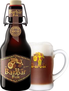belgisches Bier Barbar Bok in der 33 cl Bierflasche mit vollem Bierglas