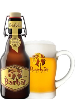 belgisches Bier Barbar Honigbier in der 33 cl Bierflasche mit vollem Bierglas