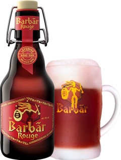 belgisches Bier Barbar Rouge in der 33 cl Bierflasche mit vollem Bierglas