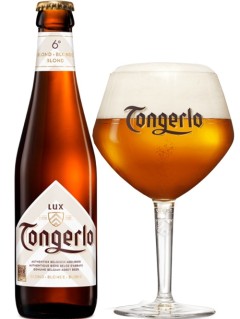 belgisches Bier Tongerlo Lux Blonde in der 33 cl Bierflasche mit gefülltem Bierglas