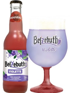 belgisches Bier Belzebuth Violette in der 0,33 l Bierflasche mit vollem Bierglas