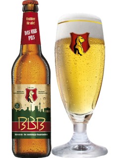 deutsches Bier und Craft Beer Berliner Bären-Bräu Pils in der 0,5 l Bierflasche mit vollem Bierglas