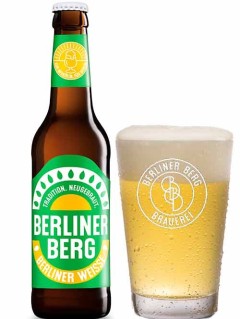 deutsches Bier Berliner Berg Berliner Weisse in der 0,33 l Bierflasche mit vollem Bierglas