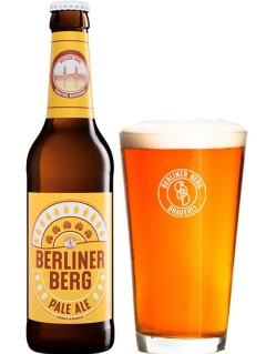 deutsches Bier und Craft Beer Berliner Berg Pale Ale in der 0,33 l Bierflasche mit vollem Bierglas