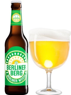 deutsches Bier Berliner Berg Berliner Weisse in der 0,33 l Bierflasche mit vollem Bierglas