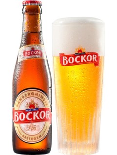 belgisches Bier Bockor Pils in der 33 cl Bierflasche mit vollem Bierglas