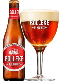 belgisches Bier Bolleke De Koninck in der 0,33 l Bierflasche mit vollem Bierglas