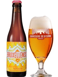belgisches Bier Brasserie de la Senne Bruxellensis 0,33 l Bierflasche mit vollem Bierglas