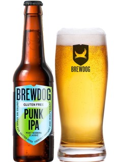 schottisches Bier Brewdog Gluten Free Punk IPA 0,33 l Bierflasche mit vollem Bierglas