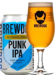 schottisches Bier Brewdog Punk AF 0,33 l Bierdose mit vollem Bierglas