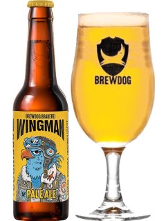 schottisches Bier Brewdog Wingman Pale Ale 0,33 l Bierflasche mit vollem Bierglas