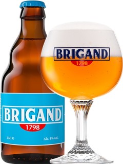 belgisches Bier Brigand in der 0,33 l Bierflasche mit vollem Bierglas