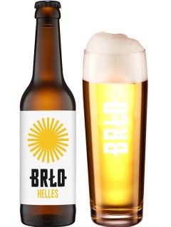deutsches Bier BRLO Helles in der 0,33 l Bierflasche mit vollem Bierglas