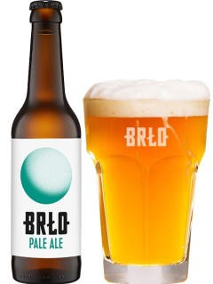 deutsches Bier BRLO Pale Ale in der 0,33 l Bierflasche mit vollem Bierglas