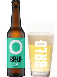 deutsches Bier BRLO Zero 5 Alkoholfrei in der 0,33 l Bierflasche mit vollem Bierglas
