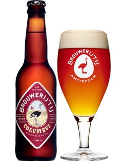 niederländisches Bier Brouweri'Tij Columbus 33 cl Bierflasche mit vollem Bierglas