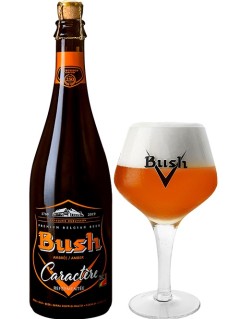 belgisches Bier belgisches Bier Bush Caractere Ambree in der 75 cl Bierflasche mit vollem Bierglas