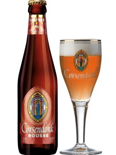 belgisches Bier Cosendonk Rousse in der 0,33 l Bierflasche mit vollem Bierglas