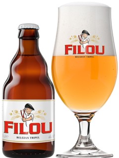 belgisches Bier Filou 0,33 l Bierflasche mit vollem Bierglas