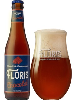 belgisches Bier Floris Chocolat Schokobier in der 0,33 l Bierflasche mit vollem Bierglas