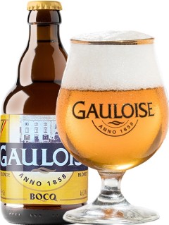 belgisches Bier Gauloise Blond 0,33 l mit vollem Bierglas