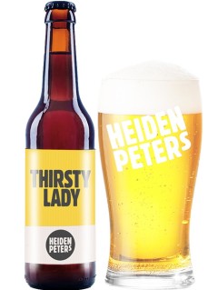 deutsches Bier Heidenpeters Thirsty Lady in der 0,33 l Bierflasche mit vollem Bierglas