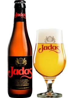 belgisches Bier Judas in der 33 cl Bierflasche mit vollem Bierglas