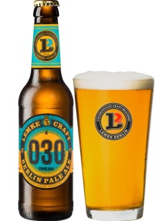 deutsches Bier Lemke Craft 030 Berlin Pale Ale in der 33 cl Bierflasche mit gefülltem Bierglas
