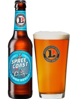 deutsches Bier Lemke Spree Coast IPA in der 33 cl Bierflasche mit gefülltem Bierglas
