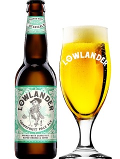 niederländisches Bier Lowlander Grapefruit Pale Ale in der 33 cl Bierflasche mit vollem Bierglas
