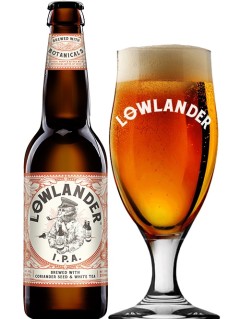 niederländisches Bier Lowlander IPA in der 33 cl Bierflasche mit vollem Bierglas