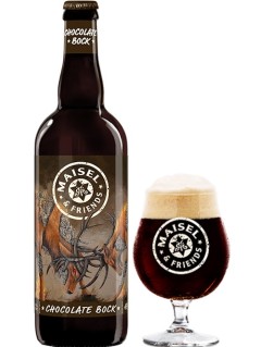 deutsches Bier Maisels & Friends Chocolate Bock in der 0,75 l Bierflasche mit vollem Bierglas