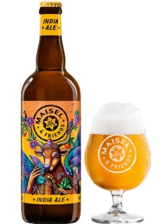 deutsches Bier Maisels & Friends Indian Ale in der 0,75 l Bierflasche mit vollem Bierglas