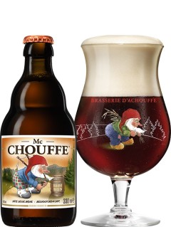 belgisches Bier Mc Chouffe in der 33 cl Bierflasche mit vollem Bierglas