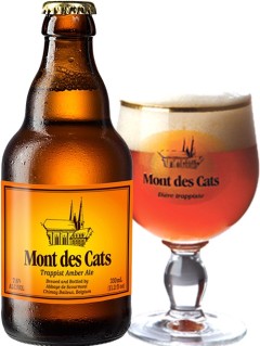französisches Bier Monts des Cats Trappist in der 33 cl Bierflasche mit vollem Bierglas
