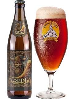 deutsches Bier Odin Trunk in der 0,5 l Bierflasche mit vollem Bierglas