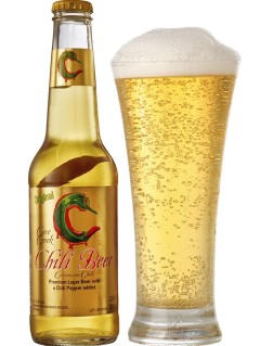 mexikanisches Bier Original Cave Creek Chili Beer in der 33 cl Bierflasche mit vollem Bierglas