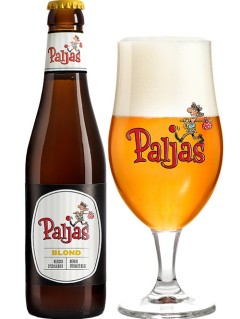belgisches Bier Paljas Blond in der 33 cl Bierflasche mit vollem Bierglas