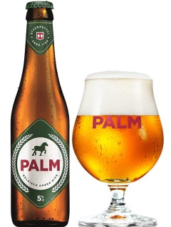 belgisches Bier Palm 0,25 l Bierflasche mit vollem Bierglas