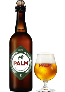belgisches Bier Palm Belgisch Amber in der 0,75 l Bierflasche mit Echtkorkverschluss mit vollem Bierglas