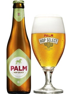 belgisches Bier Palm Hop Select in der 33 cl Bierflasche mit vollem Bierglas