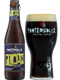 irisches Bier Porterhouse Plain Porter in der 33 cl Bierflasche mit vollem Bierglas
