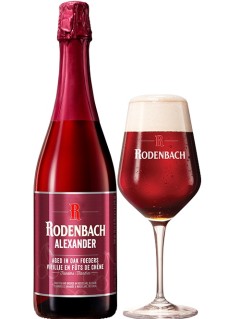 belgisches Bier Rodenbach Alexander in der 0,75 l Bierflasche mit vollem Bierglas
