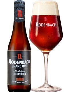belgisches Bier Rodenbach Grand Cru in der 0,33 l Bierflasche mit vollem Bierglas