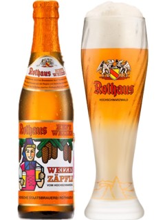 deutsches Bier Rothaus Hefeweizen Zaepfle in der 33 cl Bierflasche mit vollem Bierglas