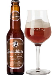 österreichisches Bier Samichlaus Classic in der 0,33 l Bierflasche mit vollem Bierglas