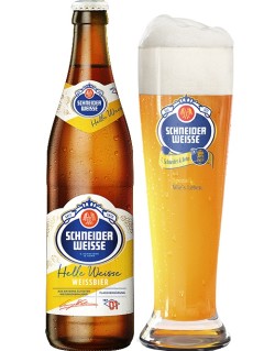 deutsches Bier Schneider Weisse Tap 01 Helle Weisse Weissbier 50 cl Bierflasche mit Bierglas